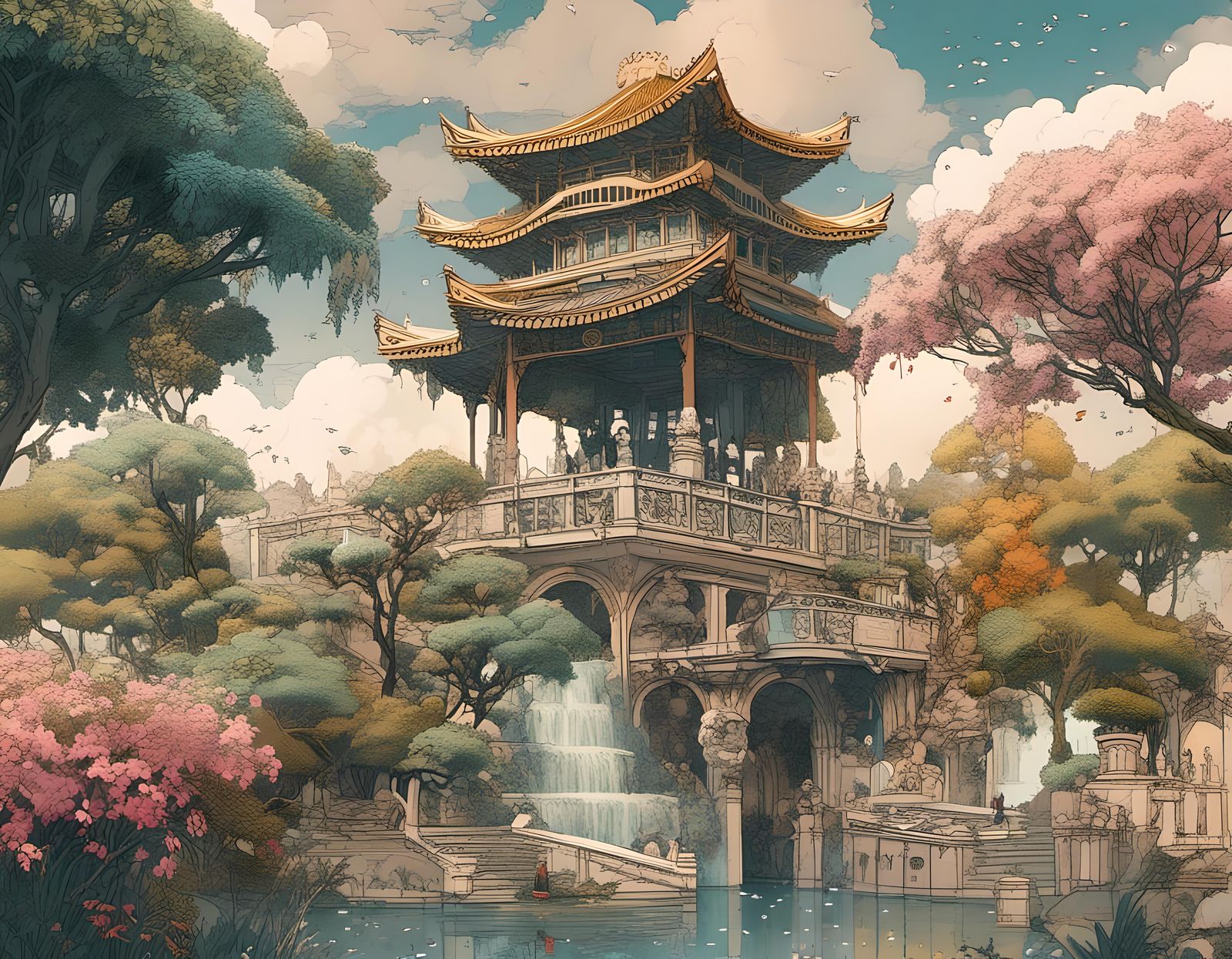 Cyberpunk Boston Street Scene at Night