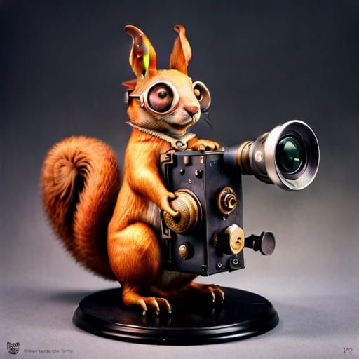 Steampunk Photographer Squirrel, Detailed Concept Art