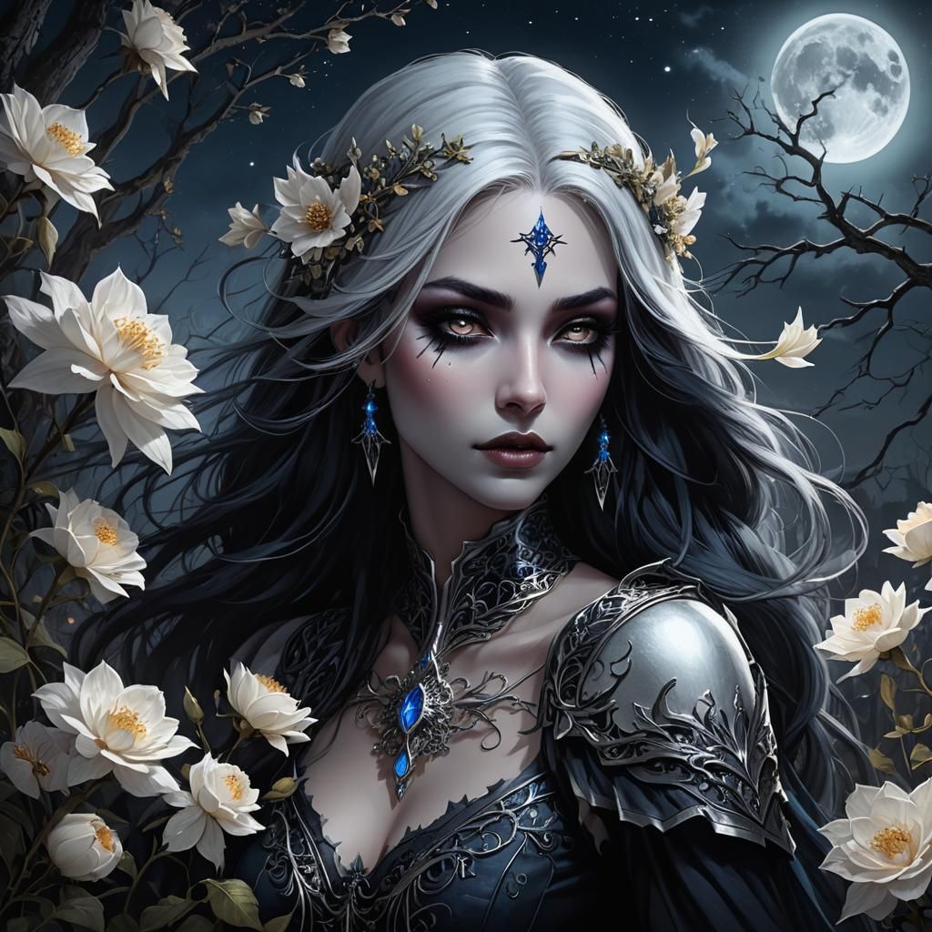 Eerie Drow Portrait in Dark Fantasy Style