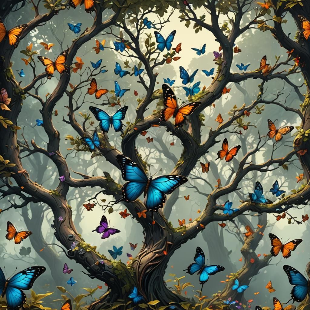 Butterfly Tree: Detailed Fantasy Concept Art