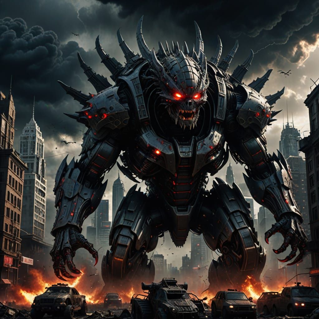 MechaToyzilla's Robotic Rampage in Sci-Fi City