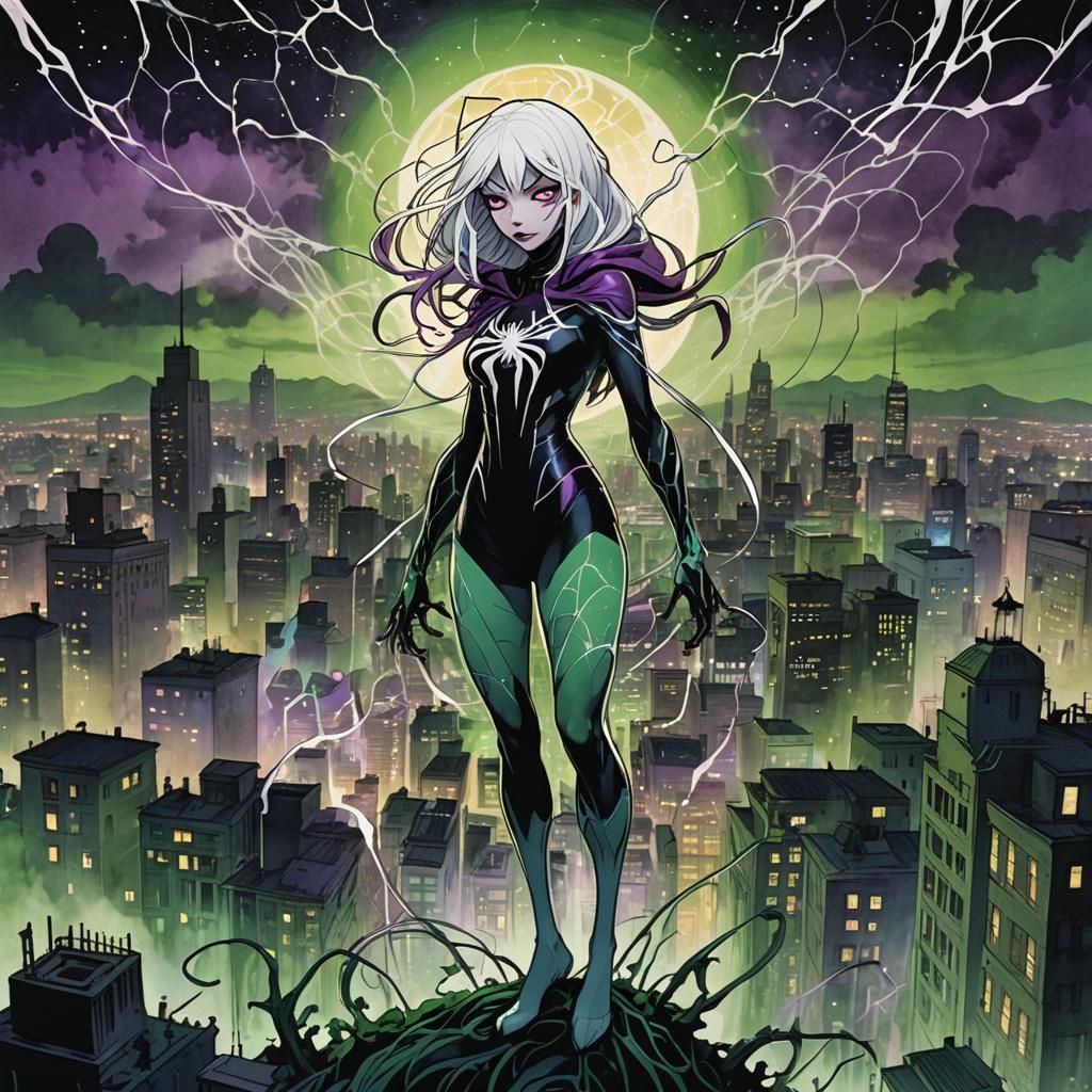 Spider-Gwen in 80s Anime Ghibli Style