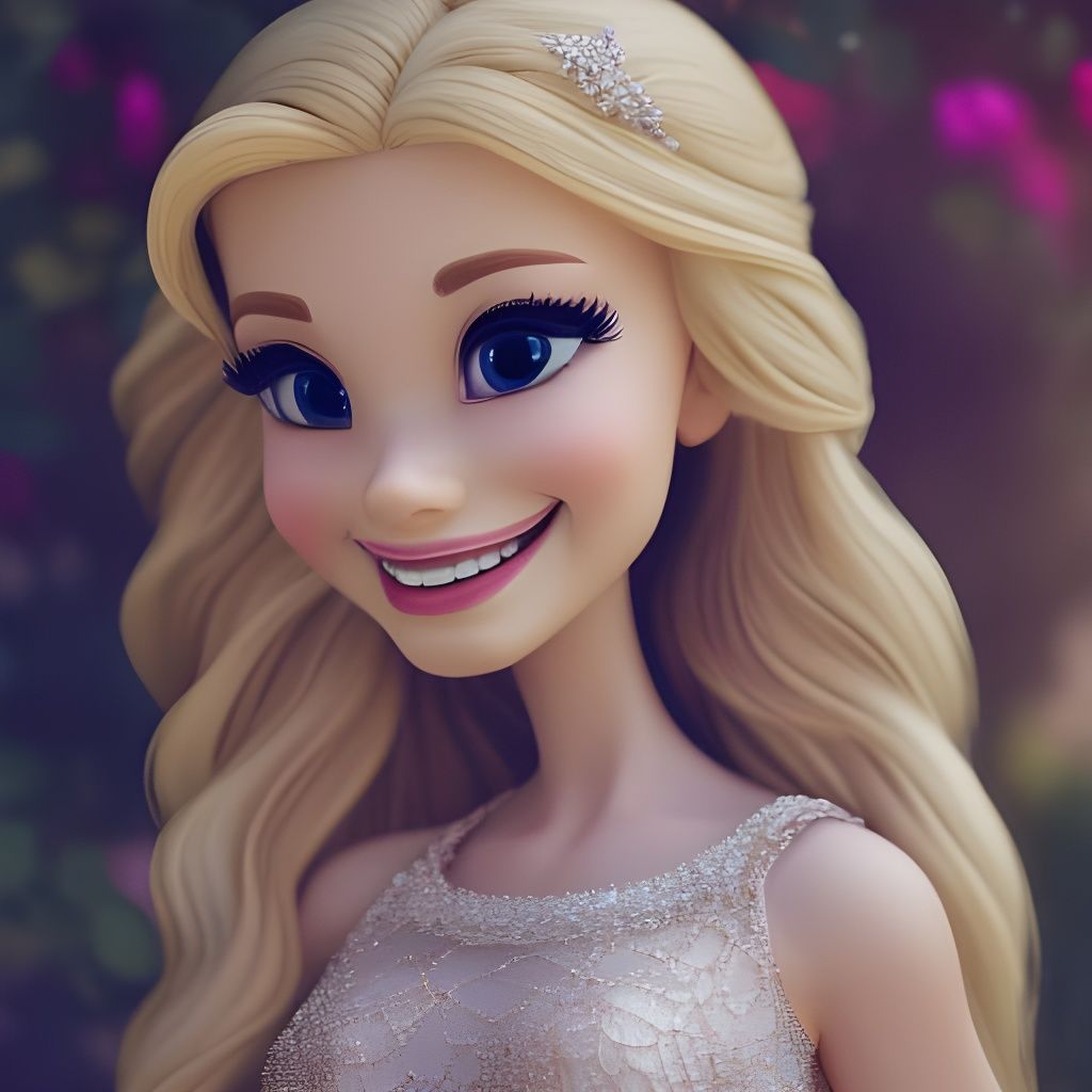 Disney Princess with Blonde Hair in Ball Gown