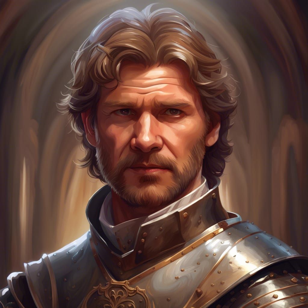 Elizabethan Knight Portrait in Art Nouveau Style