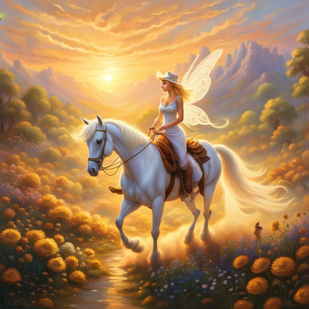 Tinkerbell Rides a Horse into the Sunset