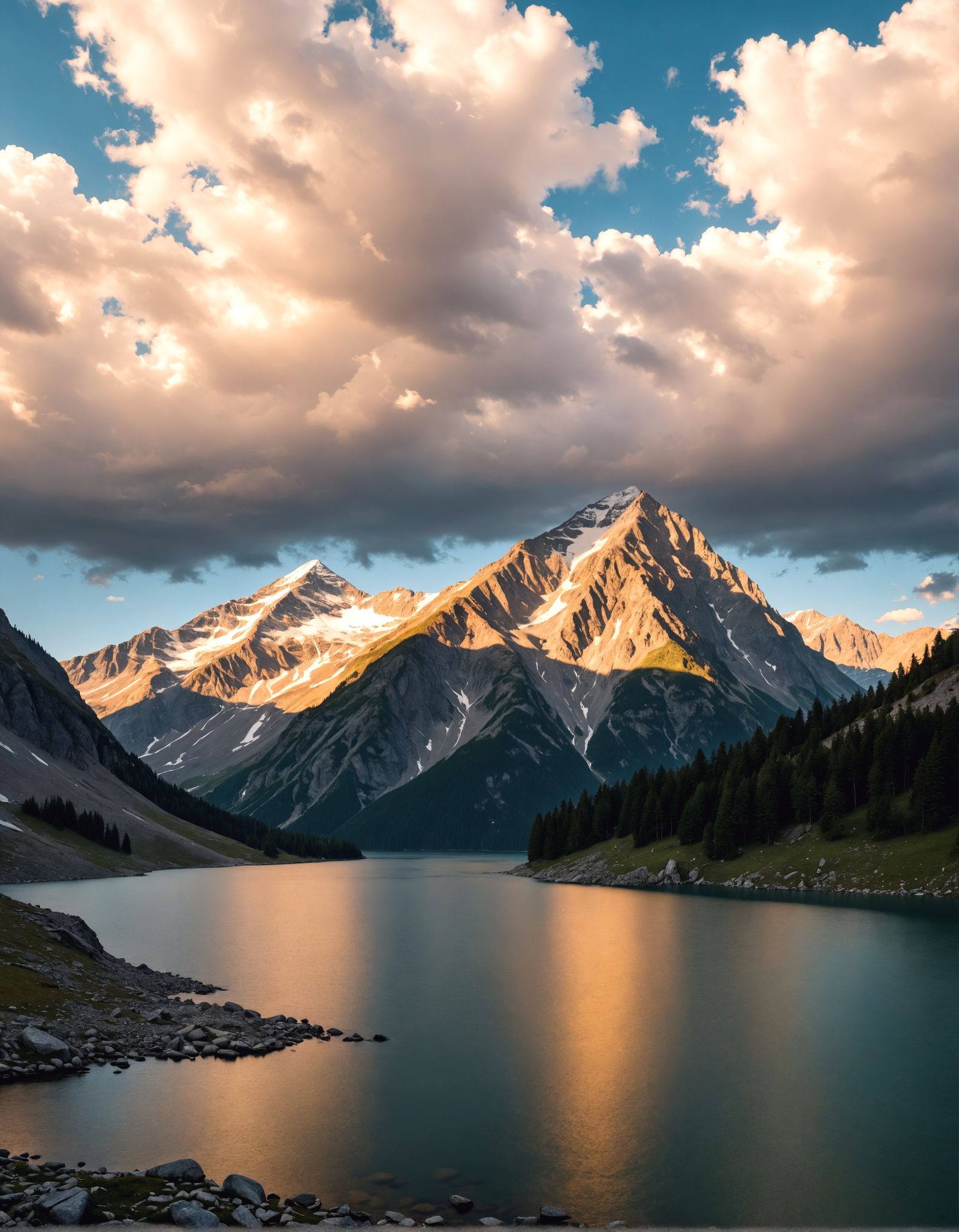 Mountain Lake Landscape in Cinematic HDR Style