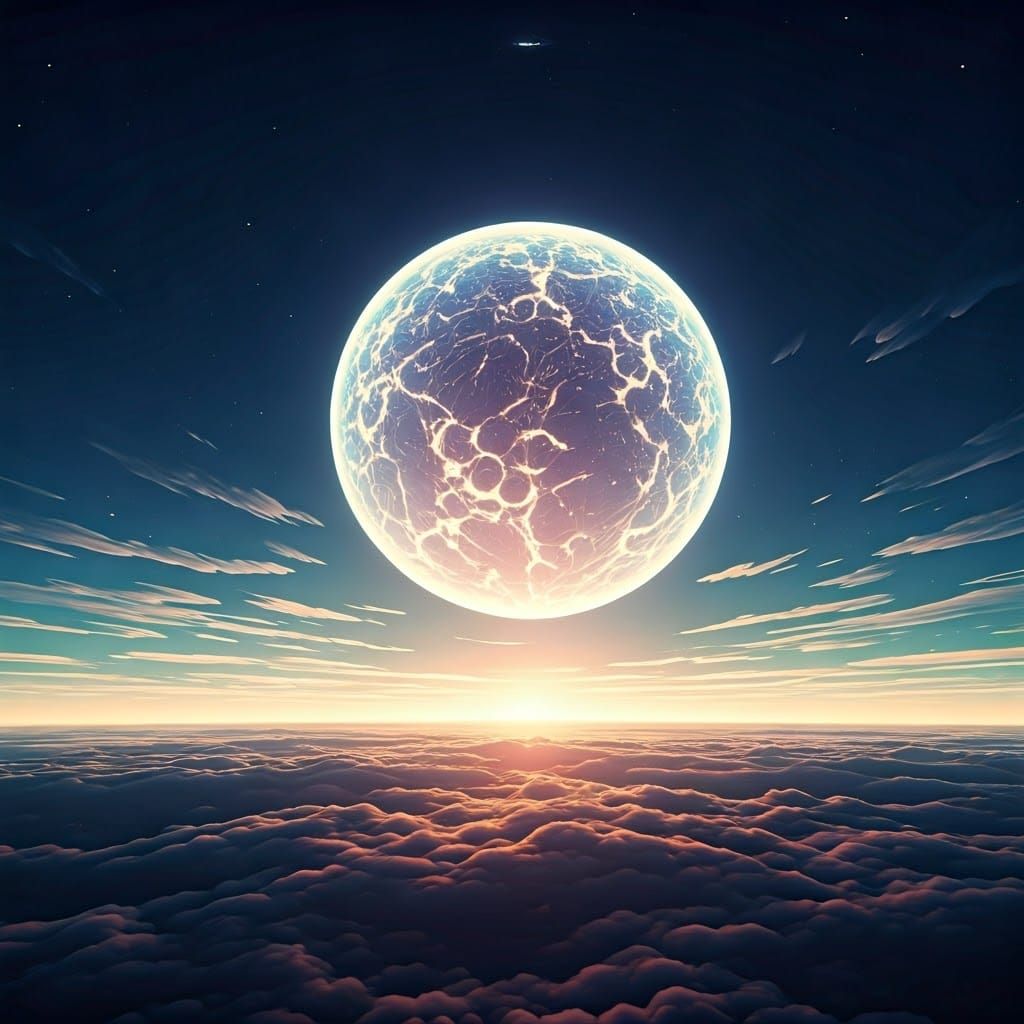Ethereal Sphere in Dreamlike Fantasy Landscape