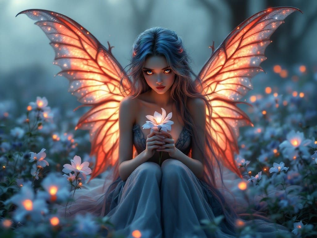 Enchanting Anime Fairy Amidst Blooming Bluebells