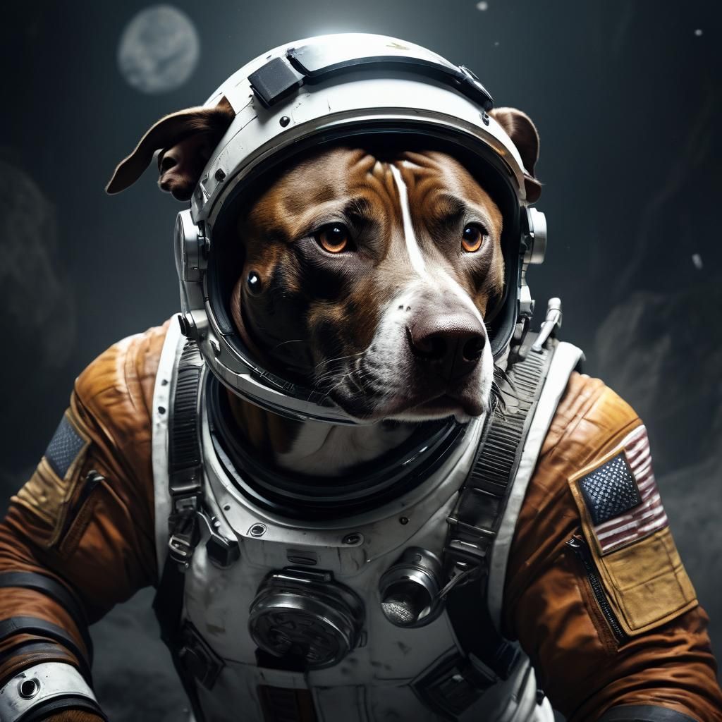 Astronaut Dog Portrait as Detailed Matte Painting