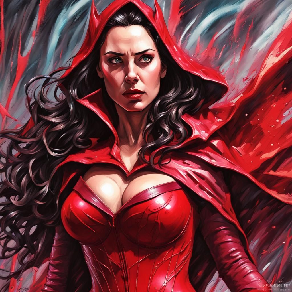 Marvel Scarlet Witch in Detailed Graffiti Art