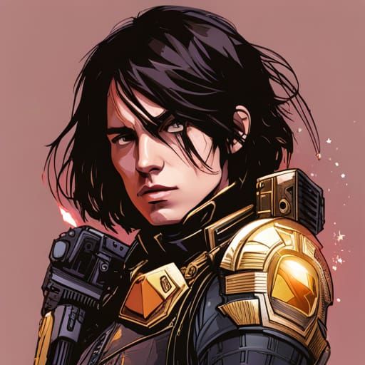 Winter Soldier with Golden Outlines Digital Art