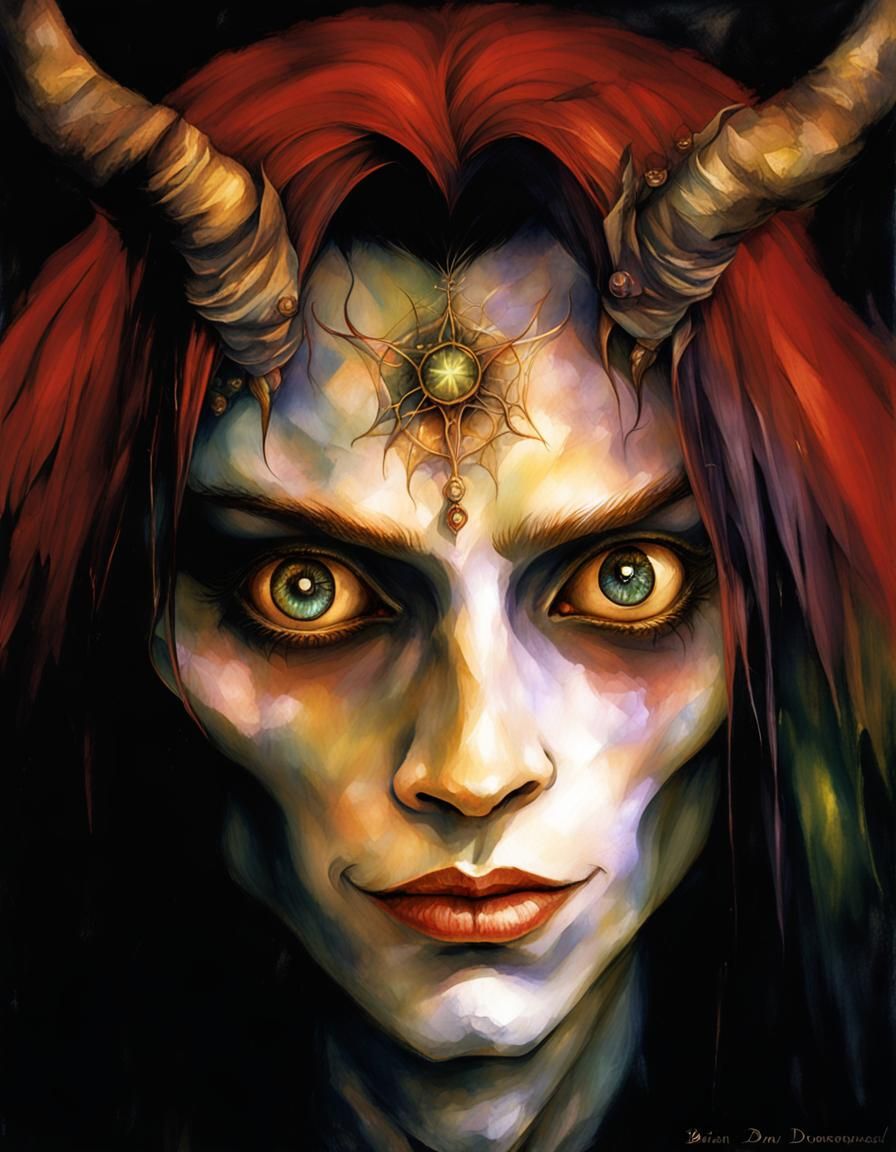 Satureya: Attractive Queer Demon in Froud-Inspired Art