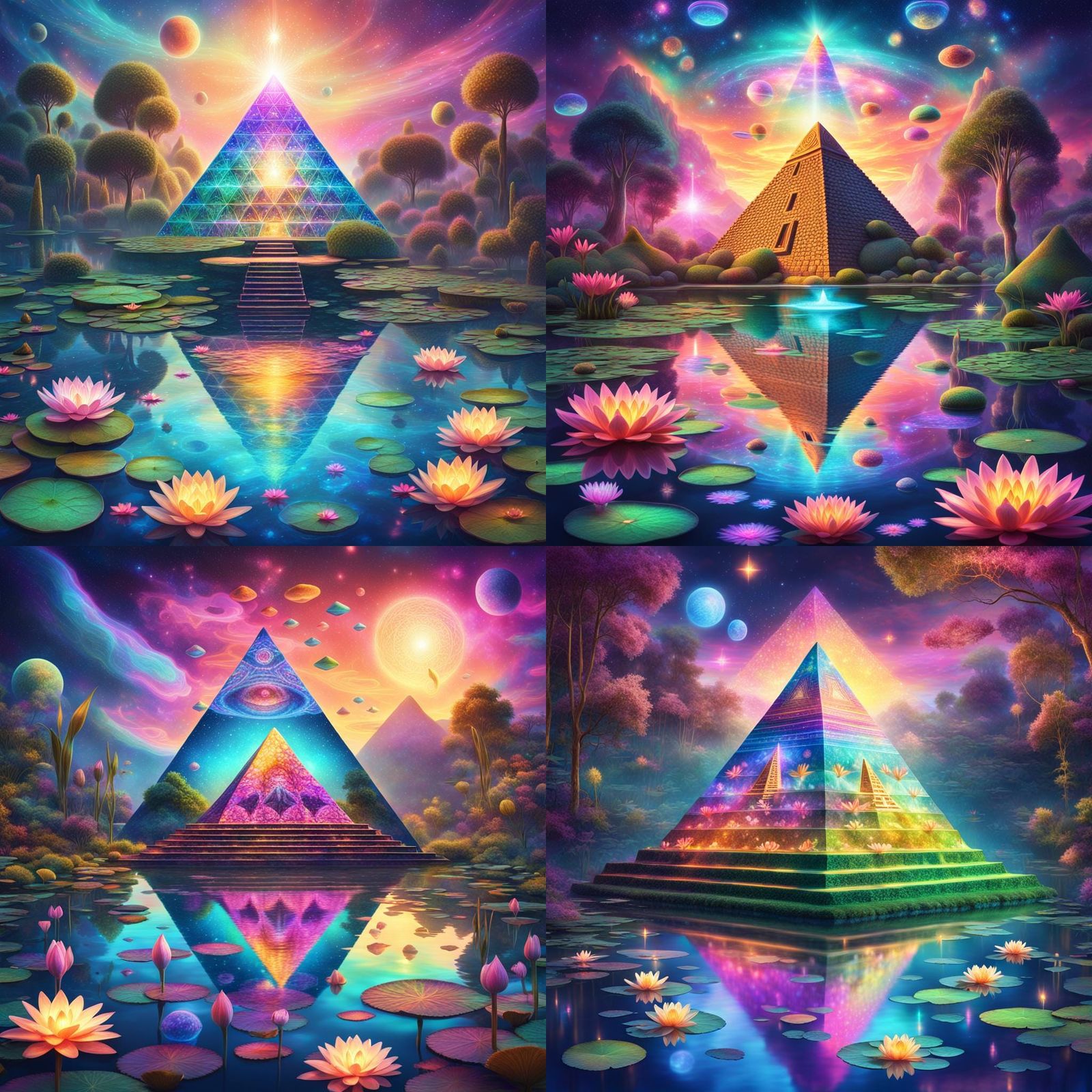 Floating Pyramid in Psychedelic Surrealism