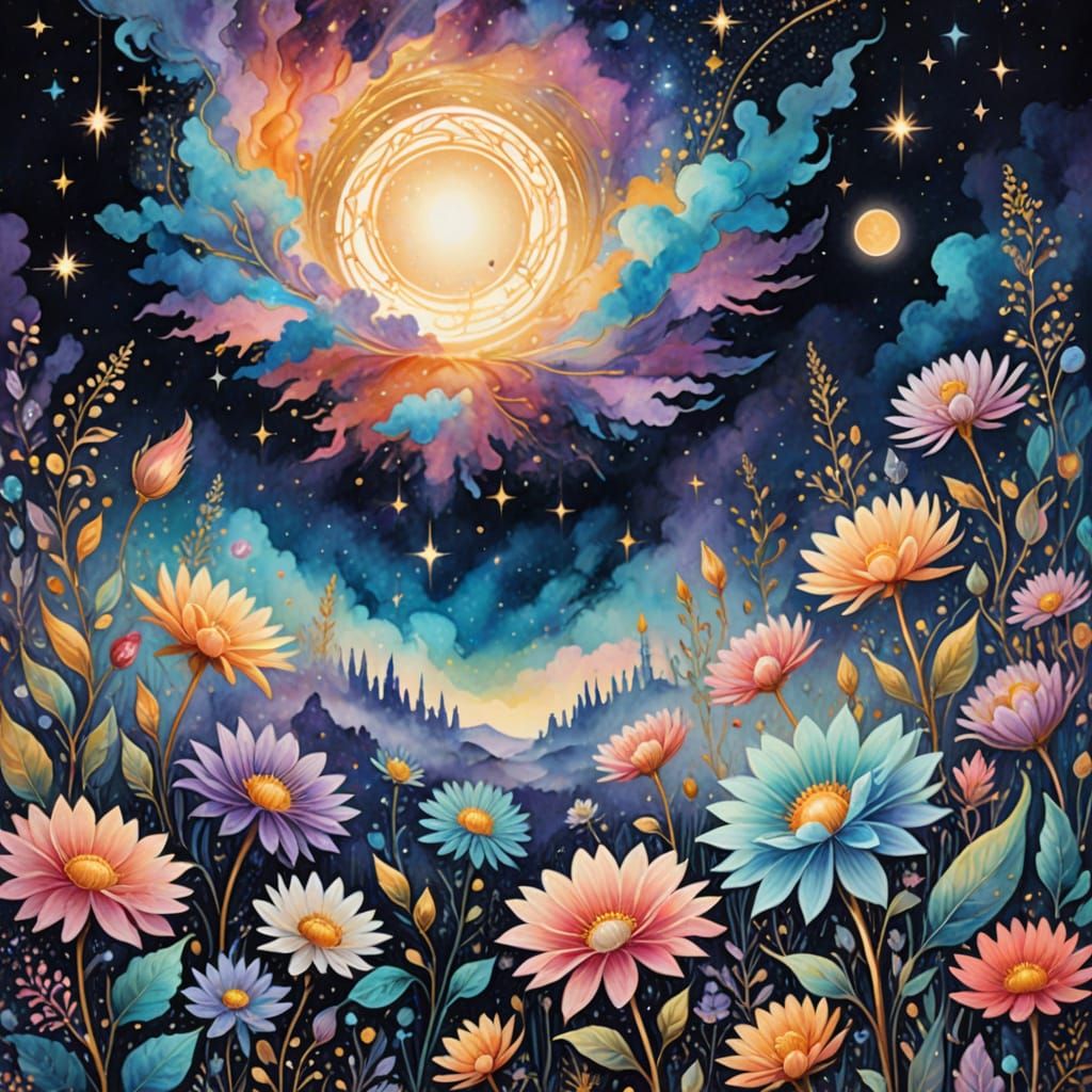 Ethereal Journal Cover in Soft Pastel Hues with Delicate Gol...