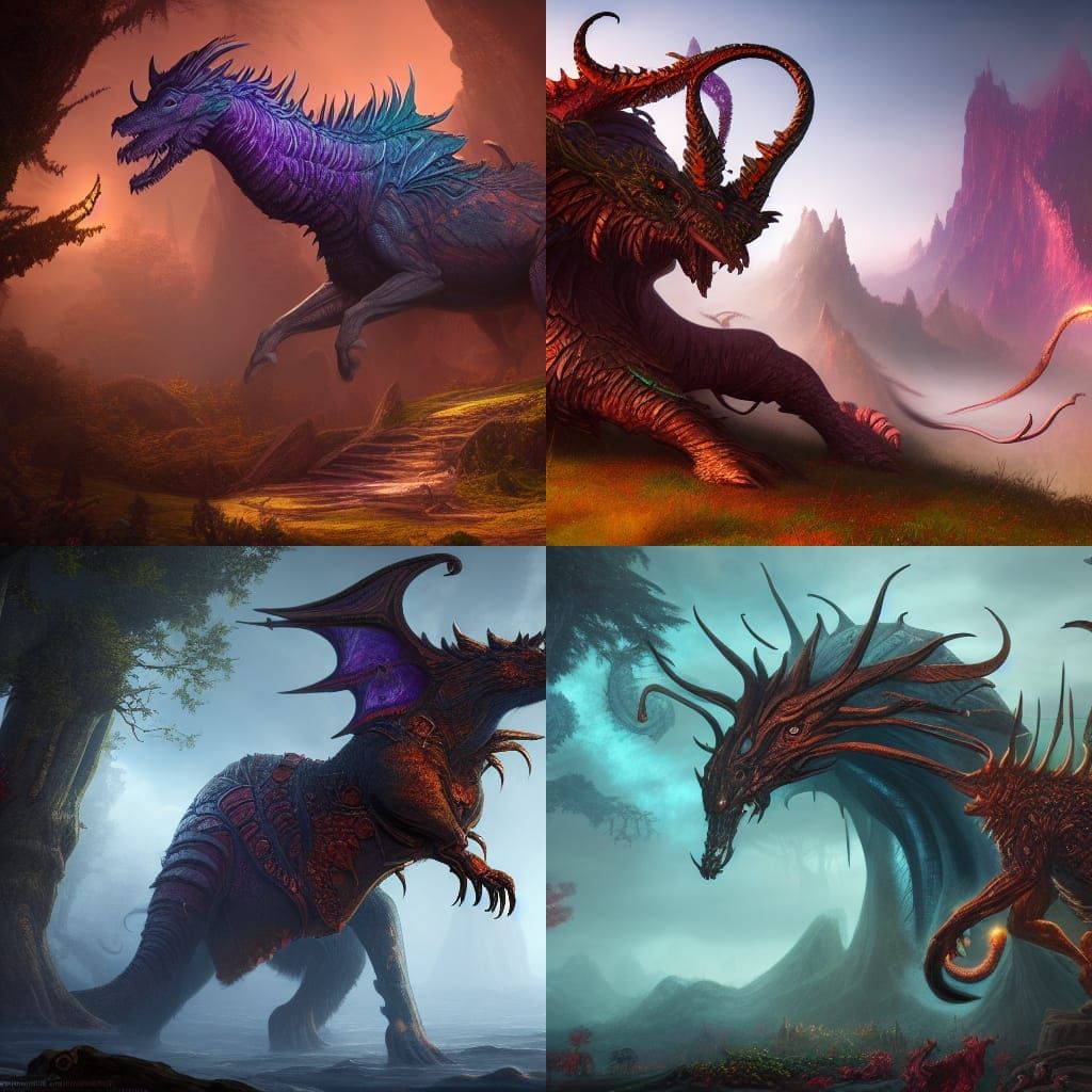 Fantastical Mythical Creatures in Detailed Matte Painting