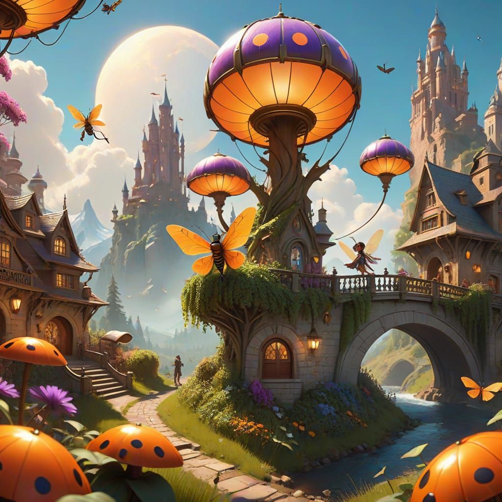 Fae Riders in a Vibrant Meadow