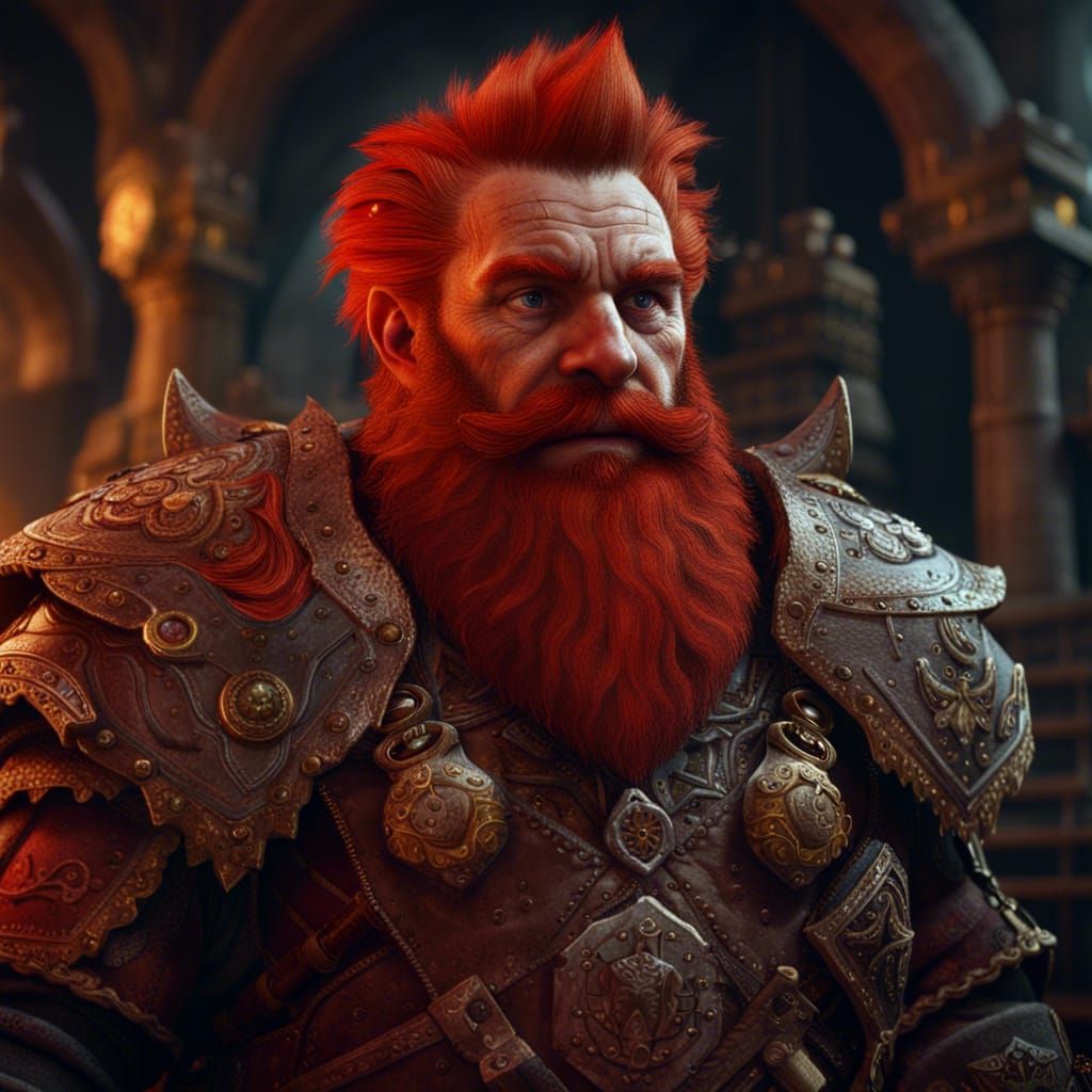 Red Bearded Dwarf with Hammer: Fantasy Concept Art