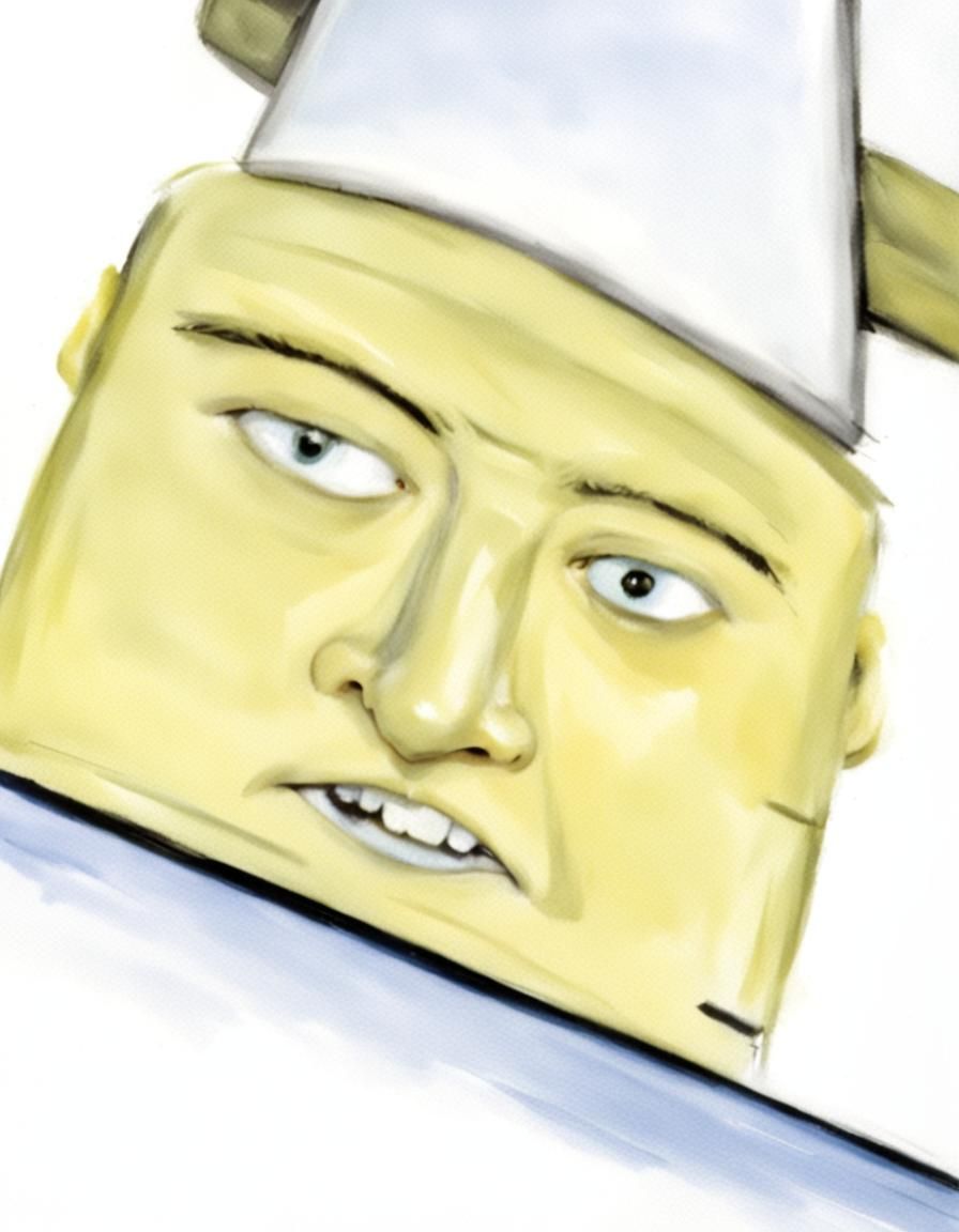 Surreal Yellow Head Flattened in Vise