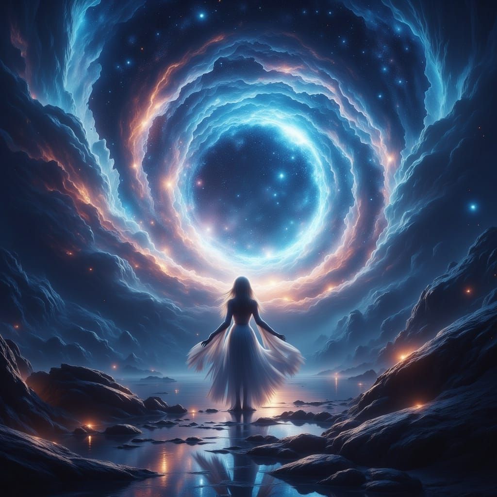 Cosmic Being in Nebula Digital Matte Painting