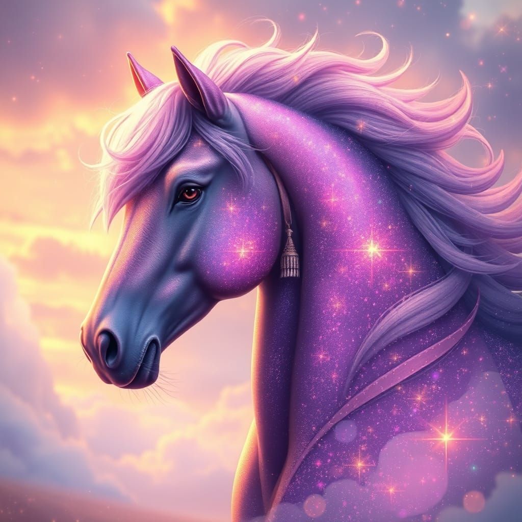Stardust Horse in Dreamy Landscape