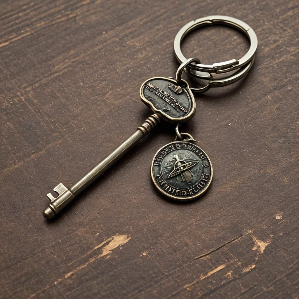 Detailed Key with UFO Keychain Image