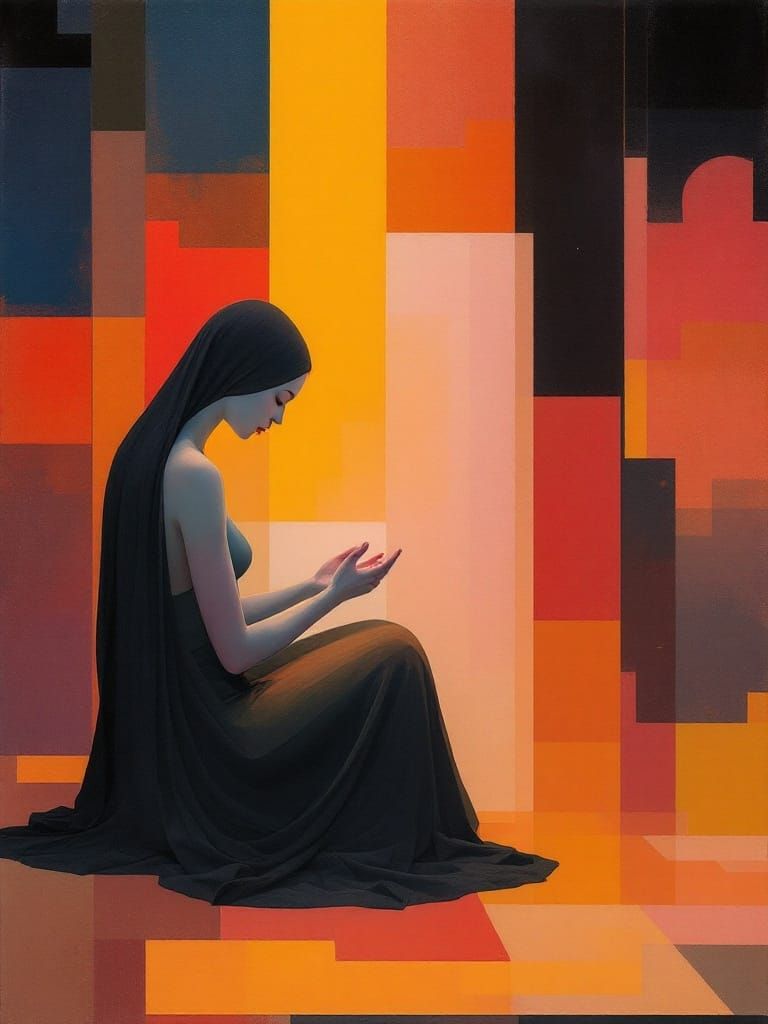 Sacred Figures Amidst Radiant Color Fields