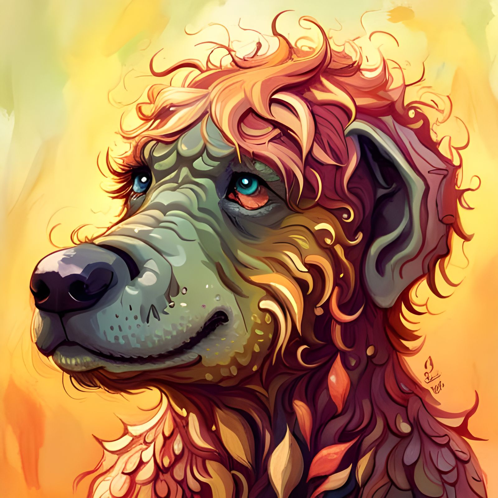 Whimsical Snuffleupagus Portrait in Fantasy Art Style