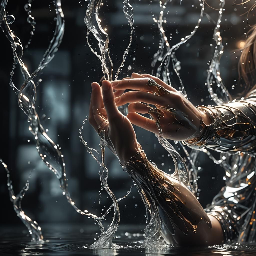 Hyperrealistic Energy Woman in Moody Lighting