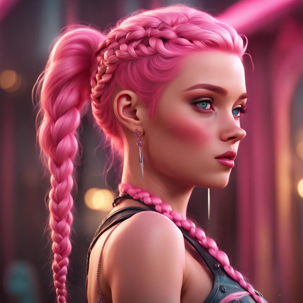Girly Boy with Pink Braids: Barbie-Inspired Art