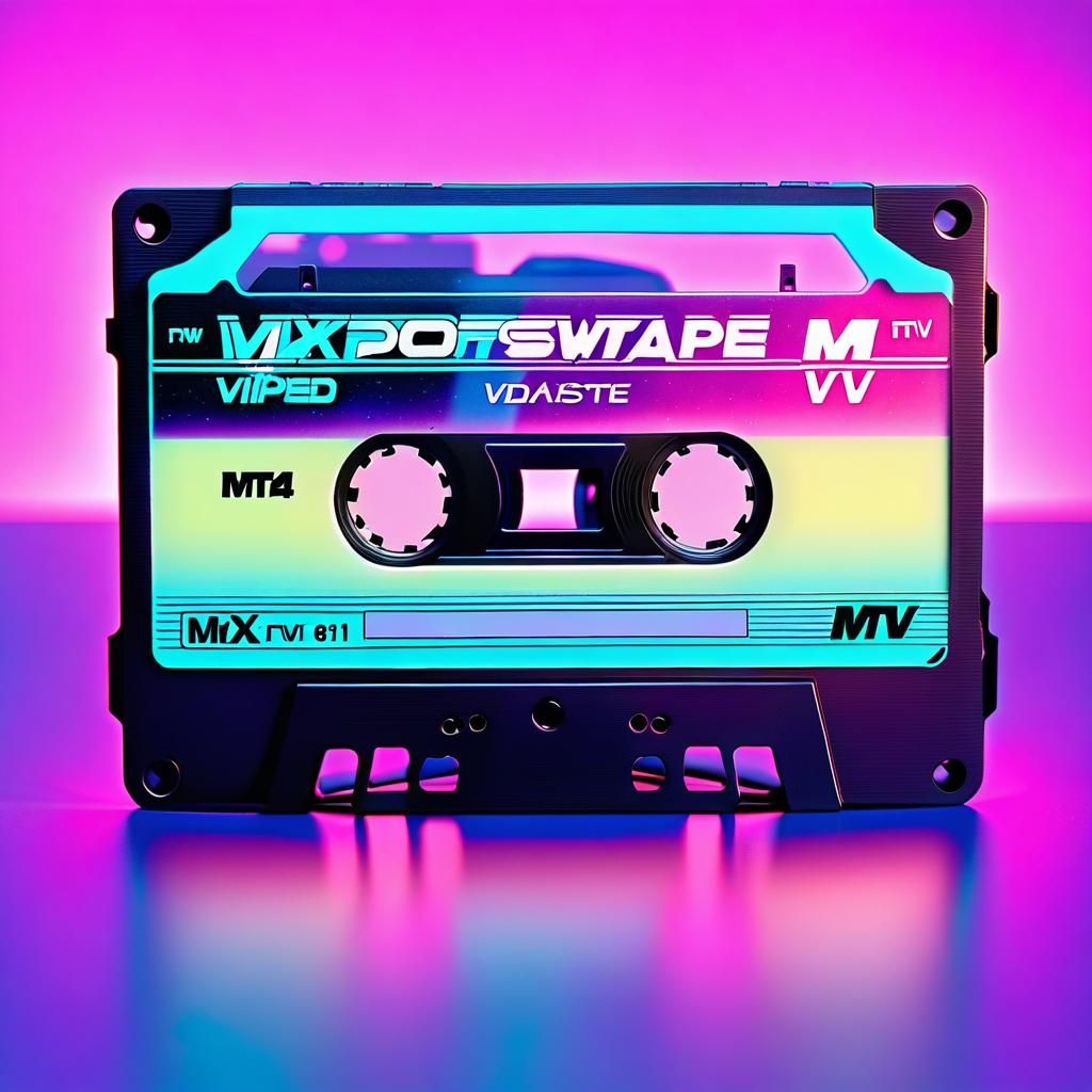 Vaporwave Cassette Tape with 80s Sunglasses