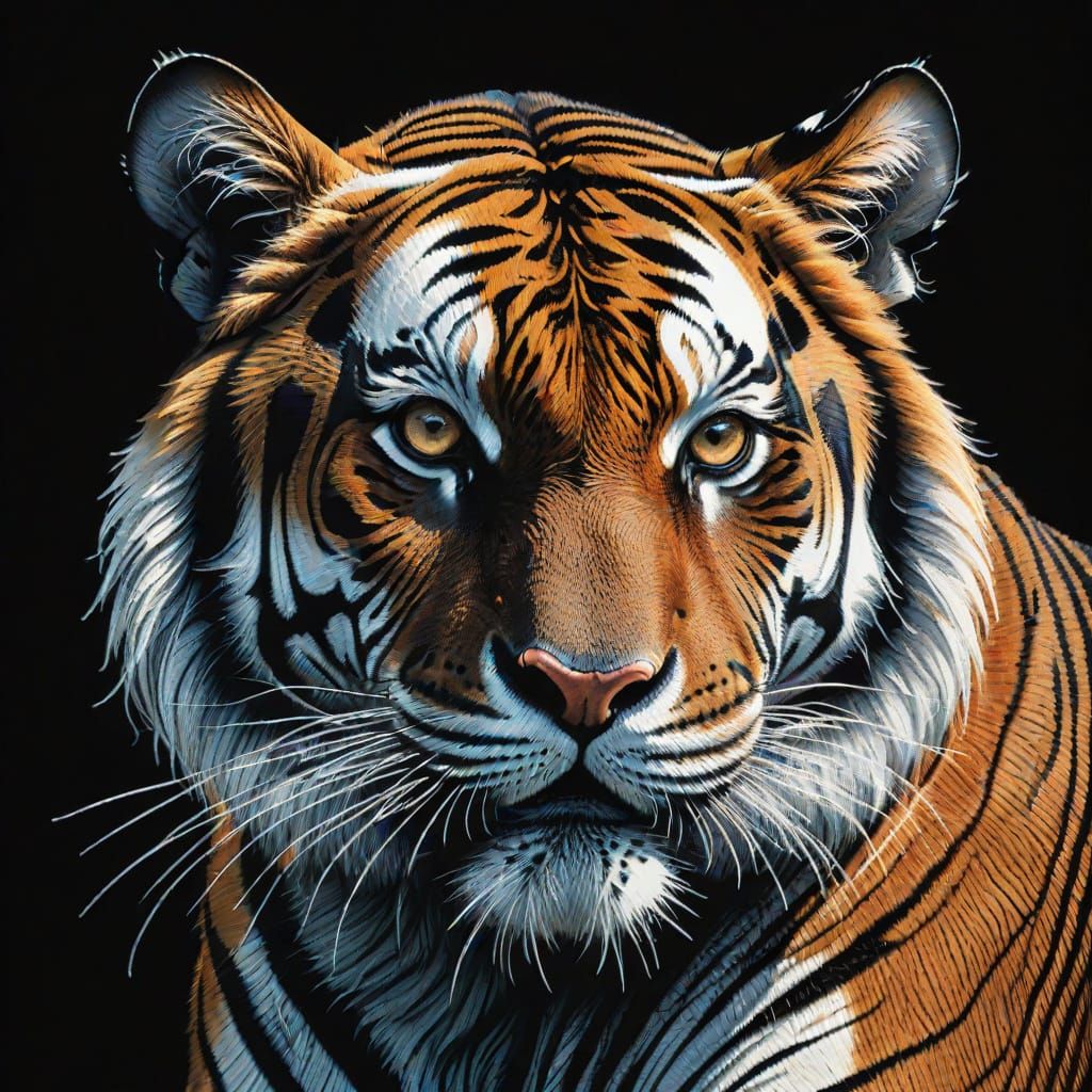 Ethereal Tiger in Dark Enchanted Forest