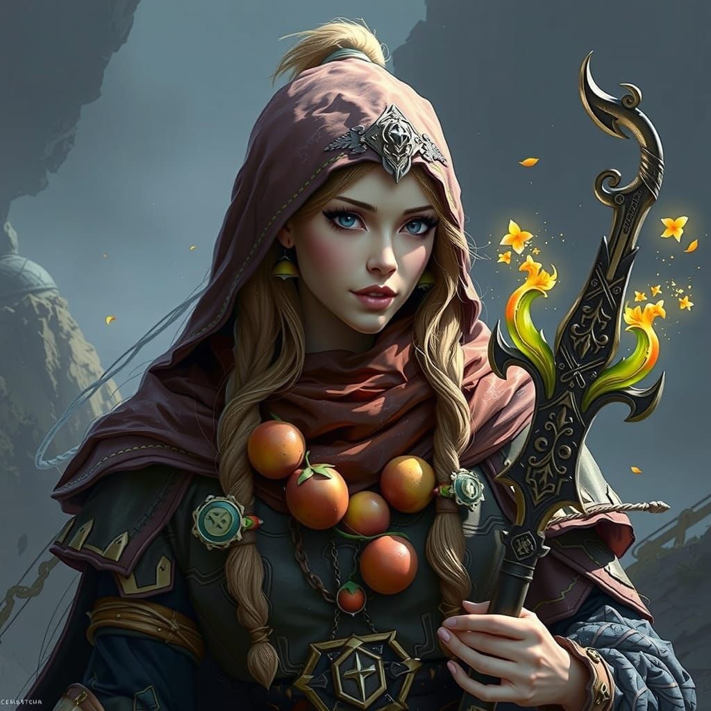 Vibrant Female Cleric in Fruit God's Splendor