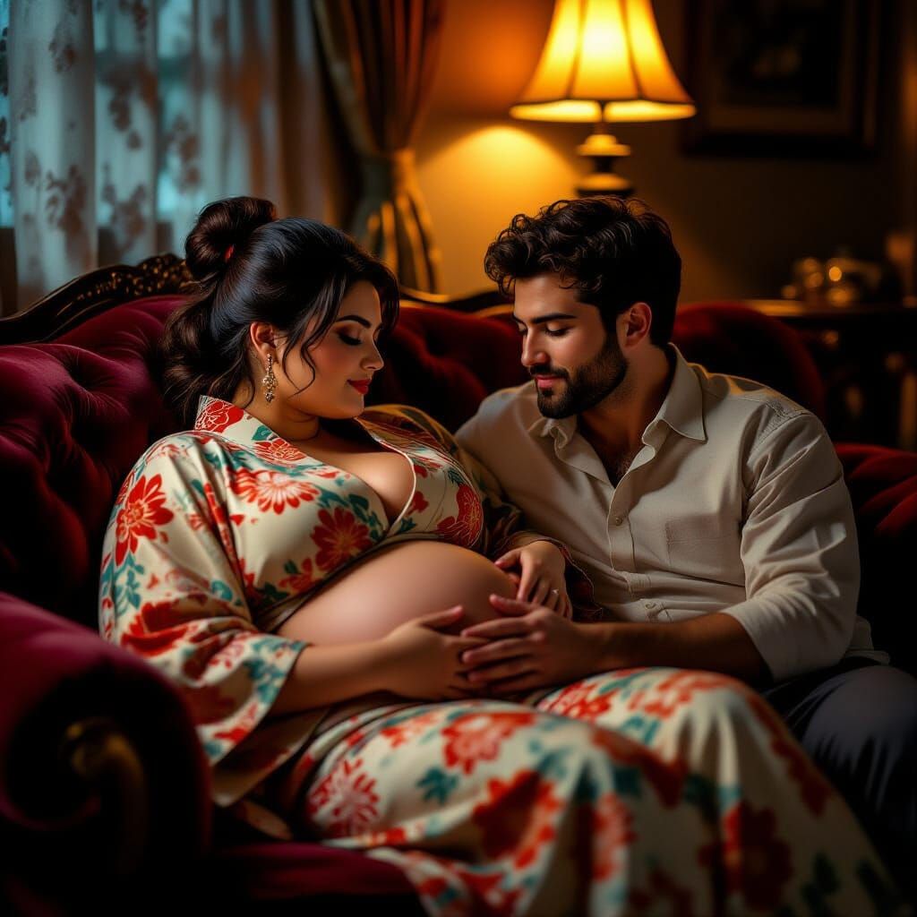 Woman Lounging on Couch in Gregory Crewdson Style