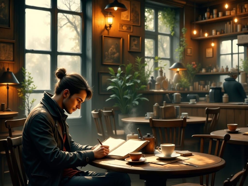 A quiet café scene