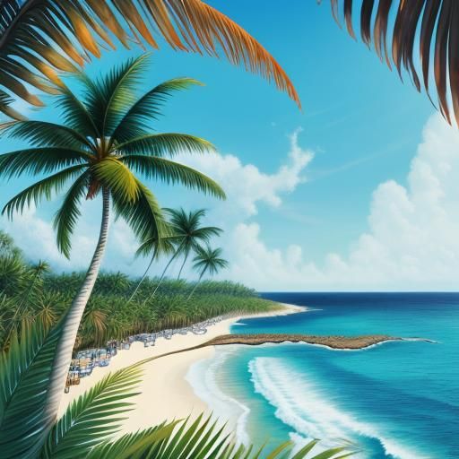 Serenity of a Tropical Oasis in Vibrant Colors