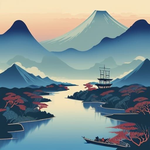 Hiroshige ukiyo-e meet Joan Miro..