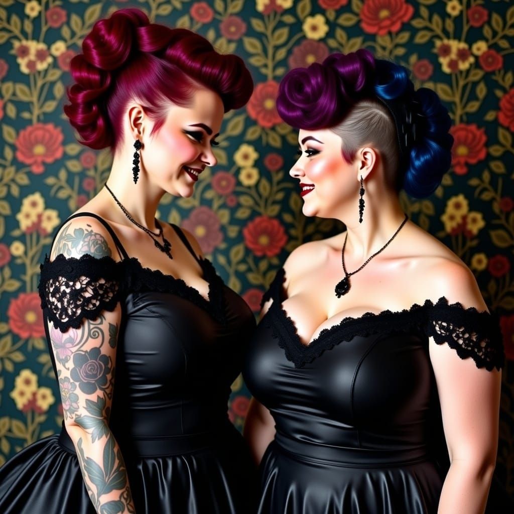 Goth Punk Sisters Create Art in Pinup Style