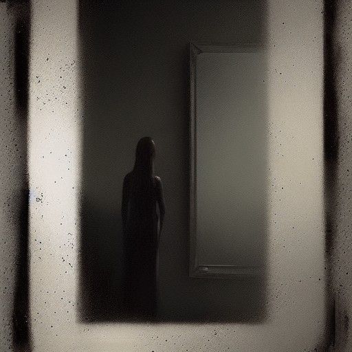 Haunted Evil Reflection in Dark Mirror