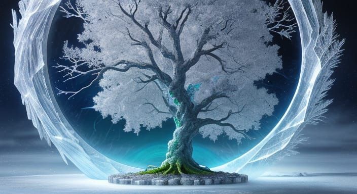 Sacred Tree of Life in Frosty Splendor