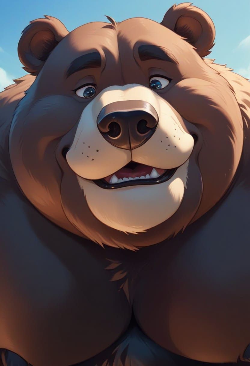 Vibrant Portrait of a Jovial Kodiak Bear