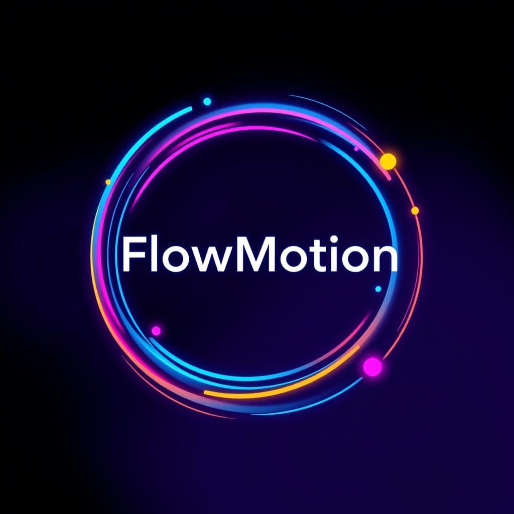 FlowMotion Logo in Vibrant, Expressive Digital Art Style