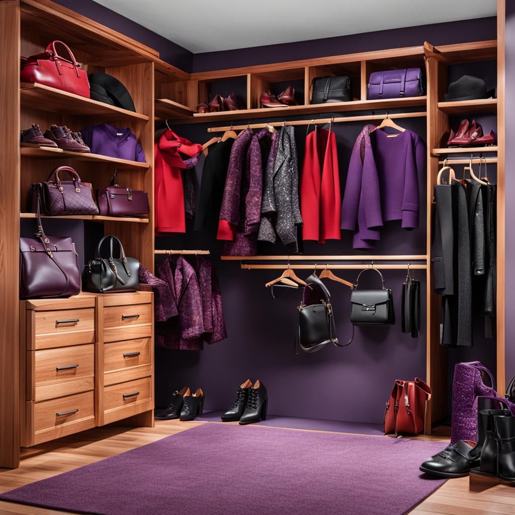 Cedar Closet Display with Colorful Accessories