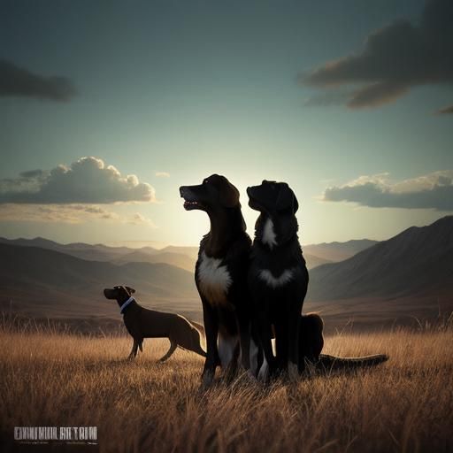 Hunting Dogs T-Shirt Design: Cinematic Film Still