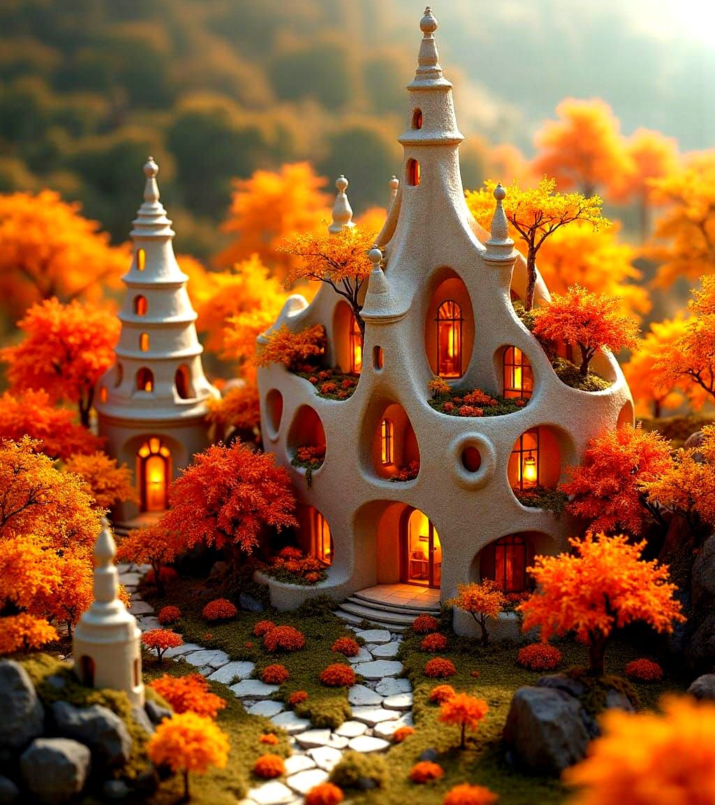 Tiny Fairy Village in Autumnal Splendor