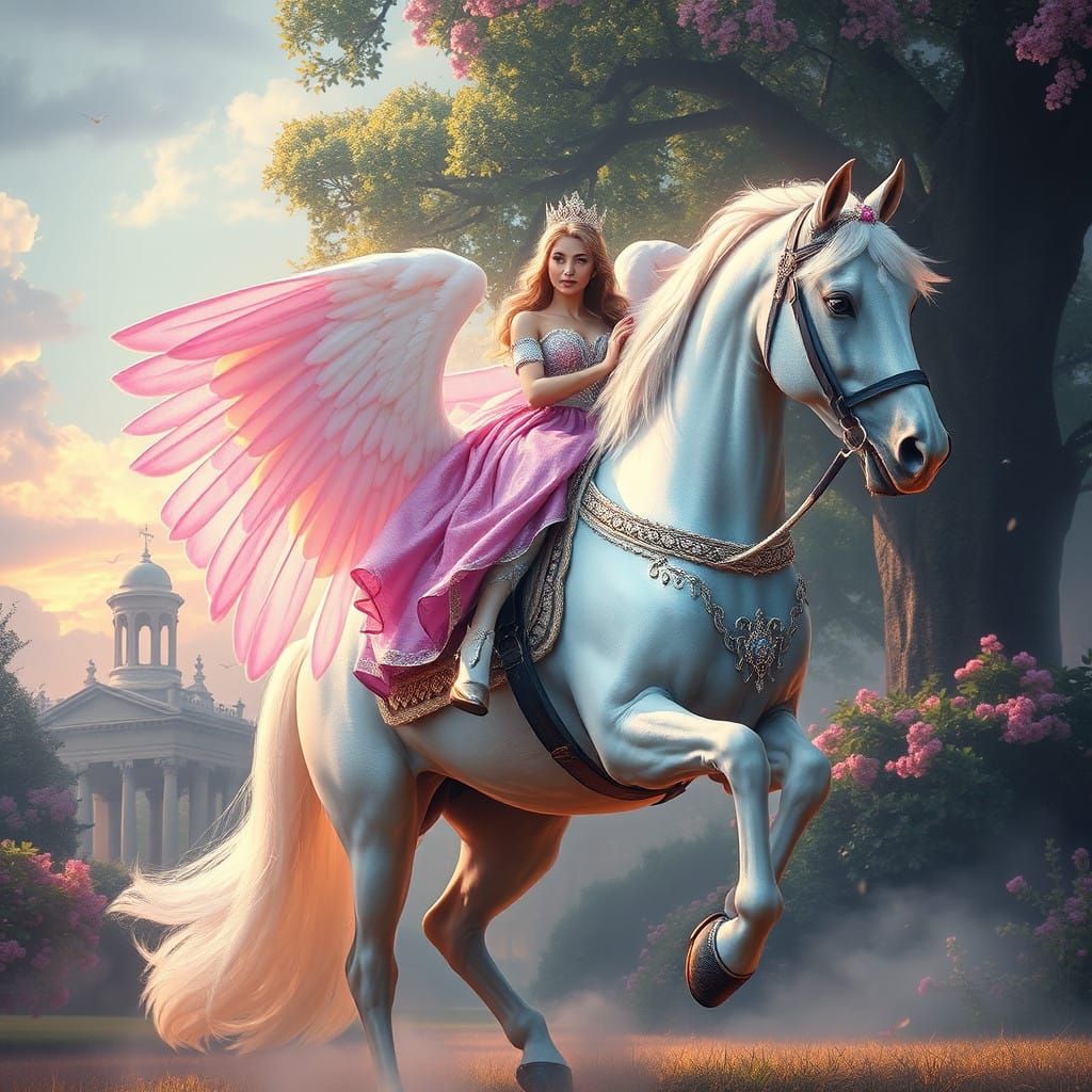 Celestial Princess Rides a Magical Flying Horse