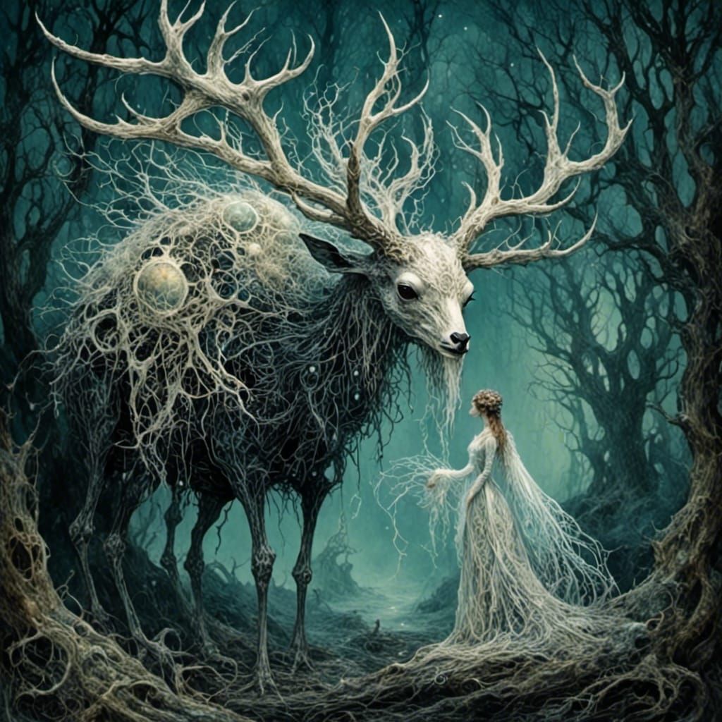 Ethereal Bride in Dark Forest Mist