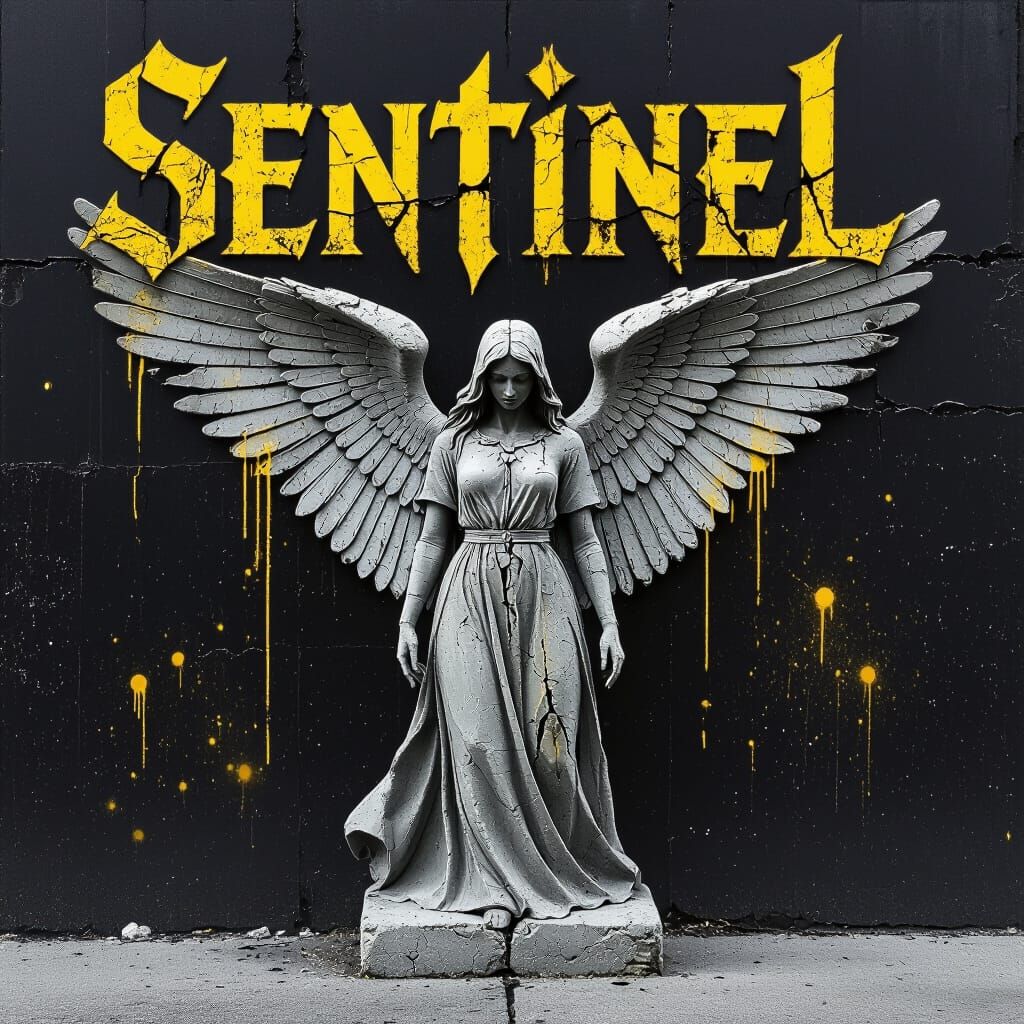 Concrete Guardian Angel in Industrial Style