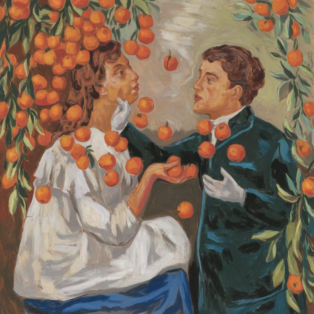 Tangerines Thrown on Wet Face, Inspired by Klee and Serebria...