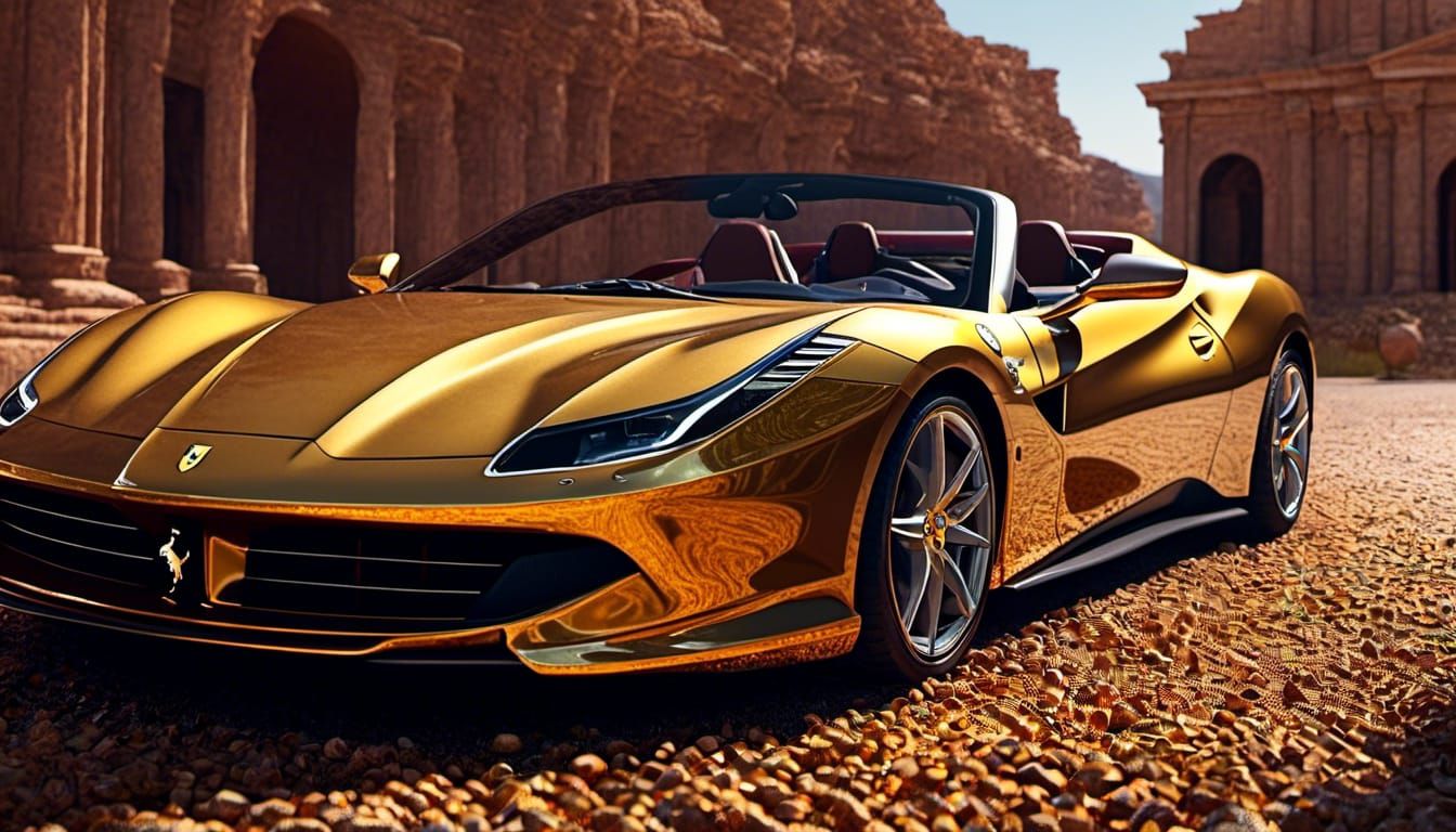 Golden Ferrari With Intricate Mech Details
