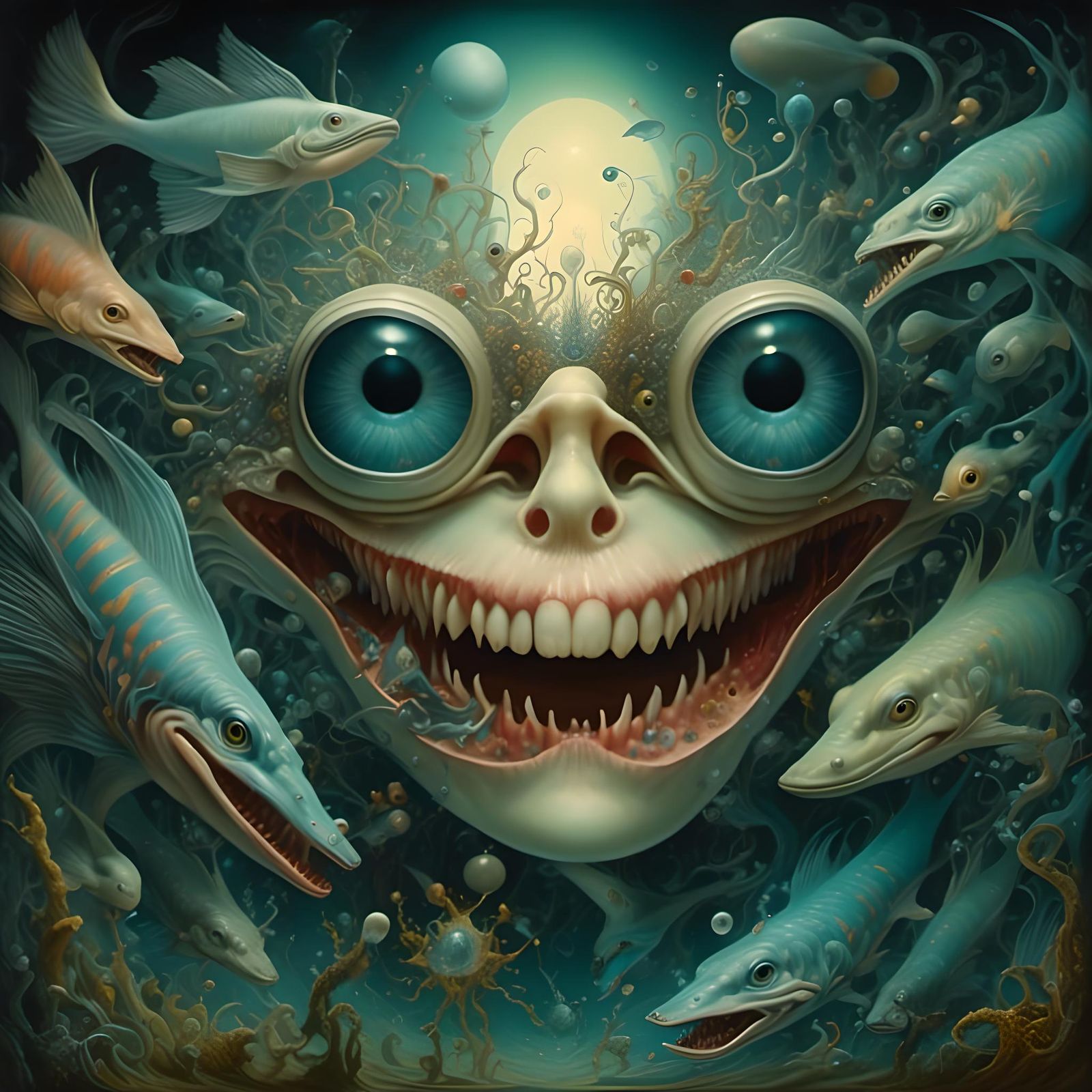 Surreal Eel Feast: A Digital Painting Masterpiece
